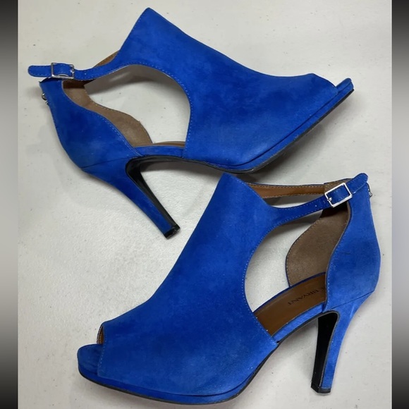 Lane Bryant Jenna Peep Toe Sling Back Heels Vibrant Blue Womens Size 9W Zip back - Picture 3 of 9